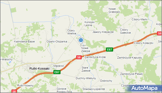 mapa Nowe Zalesie, Nowe Zalesie gmina Rutki na mapie Targeo